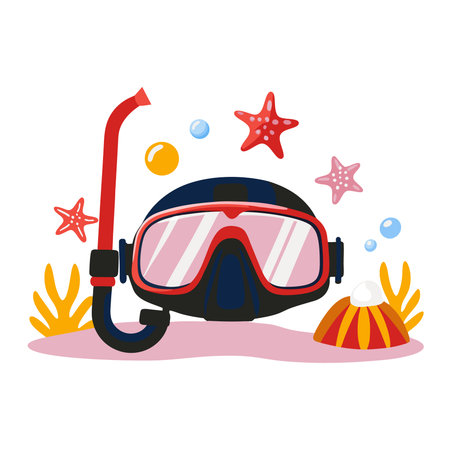 Flat style snorkeling gear with starfish.