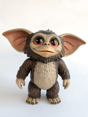 Adorable creature figurine features large eyes and big ears, crafted with detailed textures and...