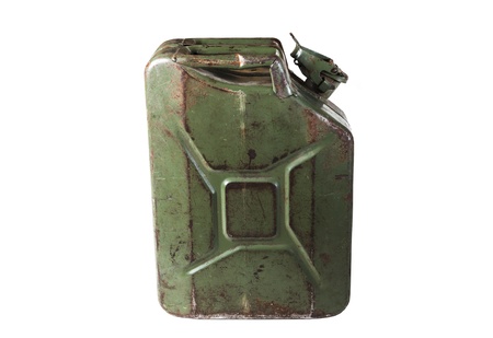 old jerrycan isolated on white backgroundの写真素材