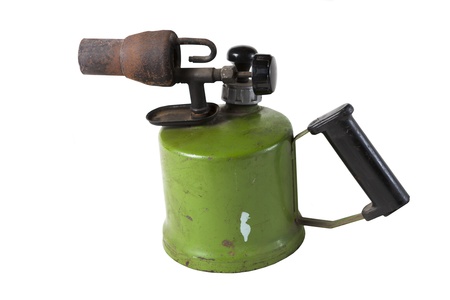 Old blowtorch isolated on white backgroundの写真素材