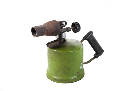 Old blowtorch isolated on white backgroundの写真素材