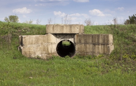 Large circular storm water culvert or drainage pipe infrastructureの写真素材