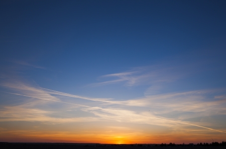 sky with clouds in the eveningの写真素材