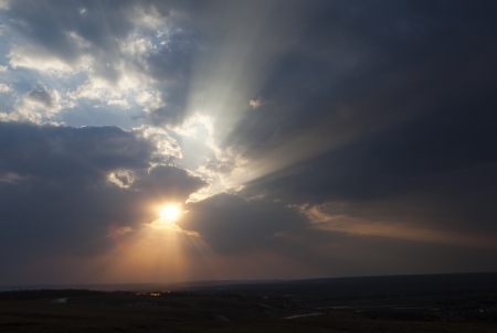 sky with clouds in the eveningの写真素材