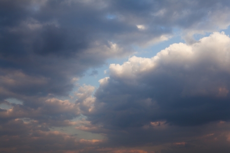 sky with clouds in the eveningの写真素材