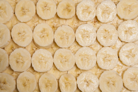 Freshly sliced bananas closeupの写真素材