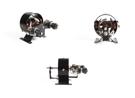 electric motor for physics lessons isolated on white backgroundの写真素材