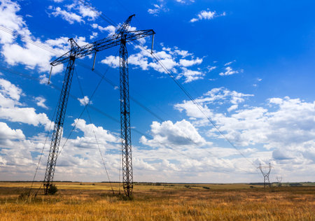 Reliance power lines in the autumn field