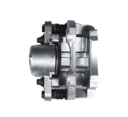 pads of mechanical car brake system isolated on white backgroundの写真素材