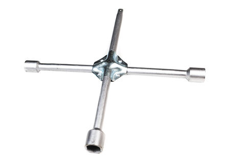 Wheel wrench isolated on white backgroundの写真素材