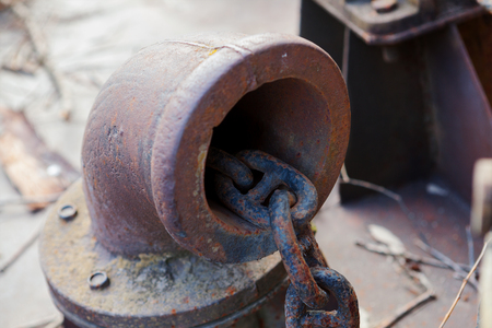old rusty chain on a bargeの写真素材
