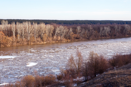 river ice in the springの写真素材