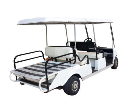 The luggage car of the resort isolated on white background rear viewの写真素材