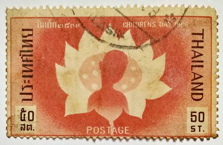 THAILAND : National Childrend Day 1966 post stamp printed in Thomas De La Rueのeditorial素材