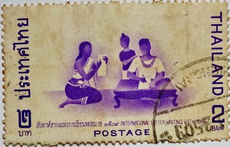 THAILAND : International Letter Writing Week 1966 post stamp printed in The Government Printing Bureau, Ministry of Finance, Japanのeditorial素材
