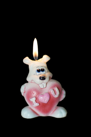Bunny with a heart with the inscription: I love you.の写真素材