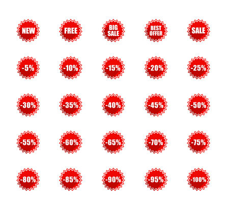 Flat Sales Tags with discount percentages.のイラスト素材