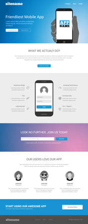Web Page Template - Single Page Design in vector - launching page - newsletterのイラスト素材