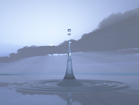 Rain clouds with the first drop of rainの写真素材