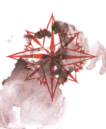Watercolor illustration of a red star on a white background. design element.の写真素材