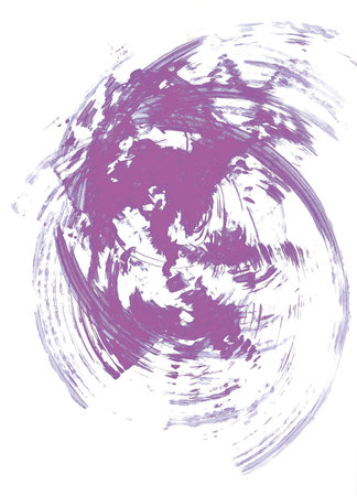 Abstract intuitive watercolor painting. Colored geometric circular asymmetric composition. Stylized creative image of the world through a camera lens. Trendy illustration in delicate lilac tones.の写真素材