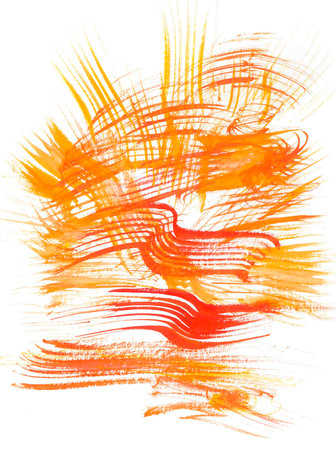 Abstract orange watercolor brush strokes on white background. texture paper.の写真素材