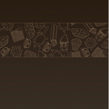 Sweet stuff set -  Colour, beige lines, white lines label , Stickers,  Colour, beige lines, white lines patterns のイラスト素材