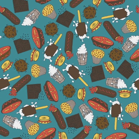 Sweet stuff set -  Colour, beige lines, white lines label , Stickers,  Colour, beige lines, white lines patterns のイラスト素材