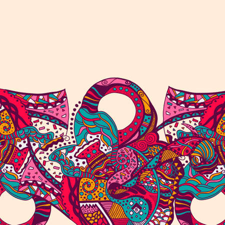 Infinity set - Handmade artwork  Yellow lines label,  yellow, white and color patterns  and ornaments のイラスト素材