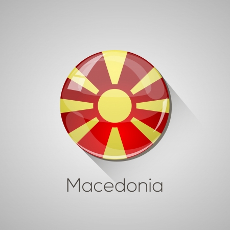 European Flags set  detailed glossy button with long shadow のイラスト素材