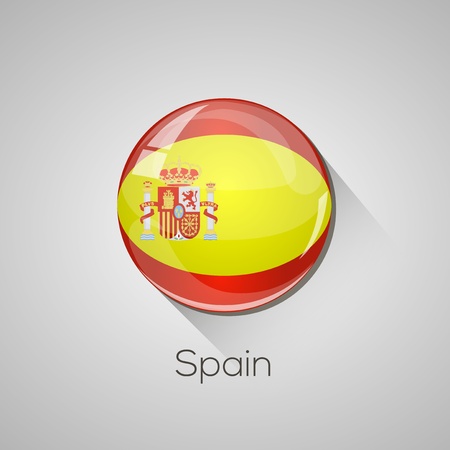 European Flags set  detailed glossy button with long shadow のイラスト素材