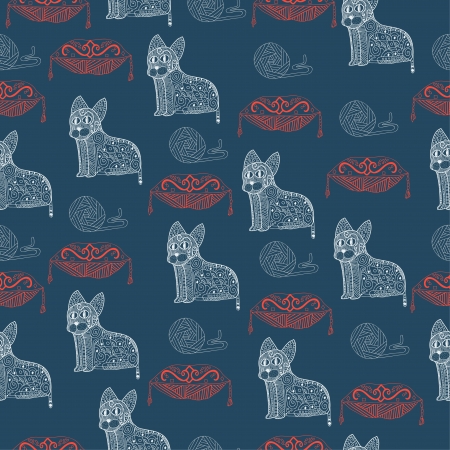 Cute funny seamless pattern with catsのイラスト素材