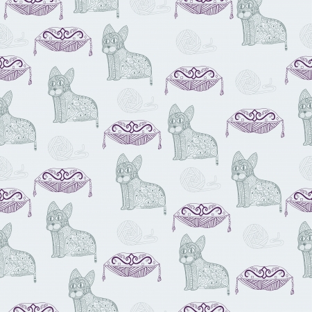 Cute funny seamless pattern with catsのイラスト素材
