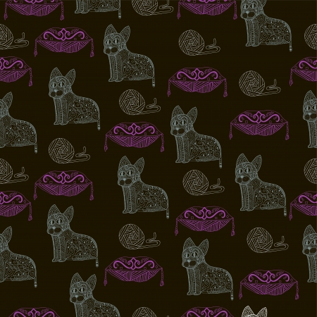 Cute funny seamless pattern with catsのイラスト素材