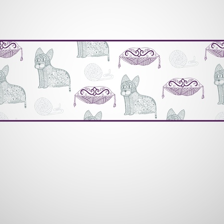 Cute funny seamless pattern with catsのイラスト素材