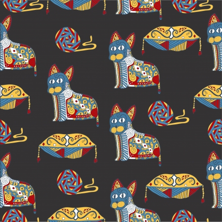 Cute funny seamless pattern with catsのイラスト素材
