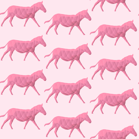 Abstract triangular horse isolated on a pink background  Seamless patternのイラスト素材