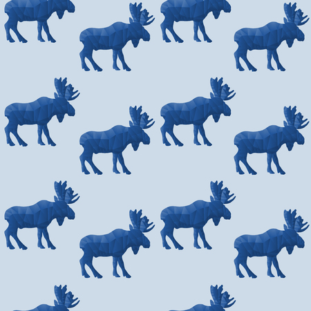 Abstract triangular moose isolated on a blue background  Seamless patternのイラスト素材