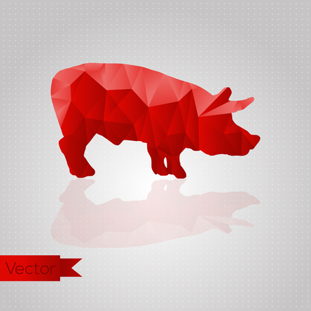 Abstract triangular red pig isolated on a white backgroundのイラスト素材