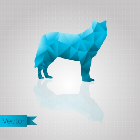Abstract triangular blue wolf isolated on a white backgroundのイラスト素材