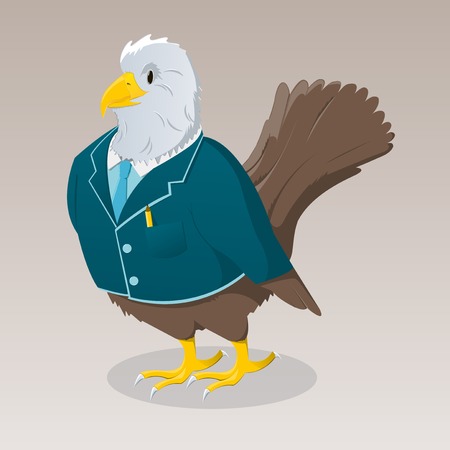 Cute cartoon bird in jacketのイラスト素材