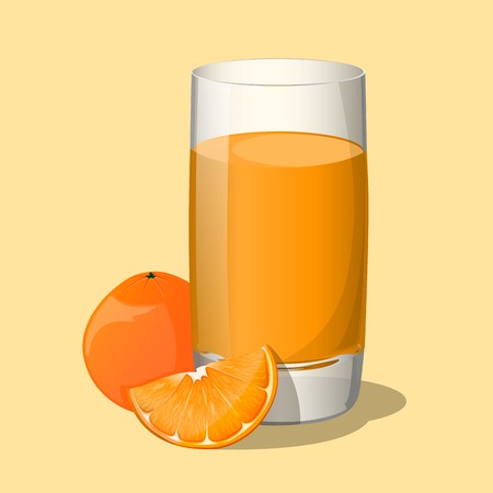 Full glass of orange juice isolated on light background  のイラスト素材