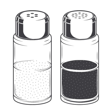 Glass salt and pepper shakers isolated on a white background. のイラスト素材