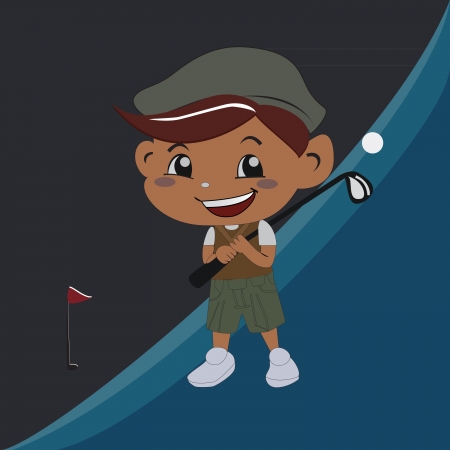 the boy who plays golf with a smileのイラスト素材