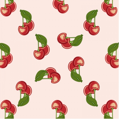 background, cherry, red berry,green leaves, fruitsのイラスト素材