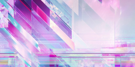 This artwork showcases vibrant colors and intricate geometric patterns. The combination of sharp lines and soft gradients creates an eye-catching visual experience.の素材