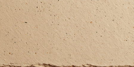 A light beige handmade paper featuring a soft texture with small speckles throughout. The edges are slightly rough, showcasing the paper's artisanal quality.の素材