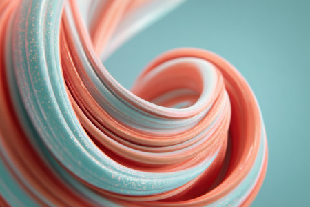 Bright pastel colors twist and swirl together, creating a mesmerizing pattern. The smooth texture glistens lightly under soft light, inviting touch and exploration.の素材
