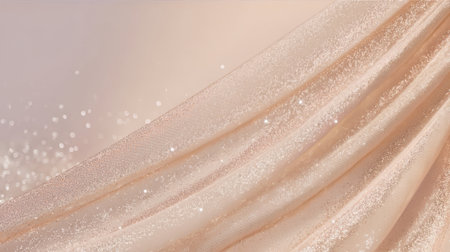 A gently flowing pink fabric catches light with soft sparkles, creating an elegant and dreamy atmosphere. This scene evokes a sense of warmth and tranquility, suitable for various decor.の素材