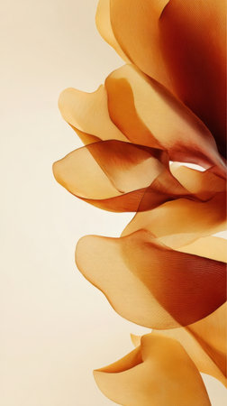 Delicate orange petals gracefully overlap against a soft, neutral background, showing their elegant shapes and warm tones in a serene composition.の素材